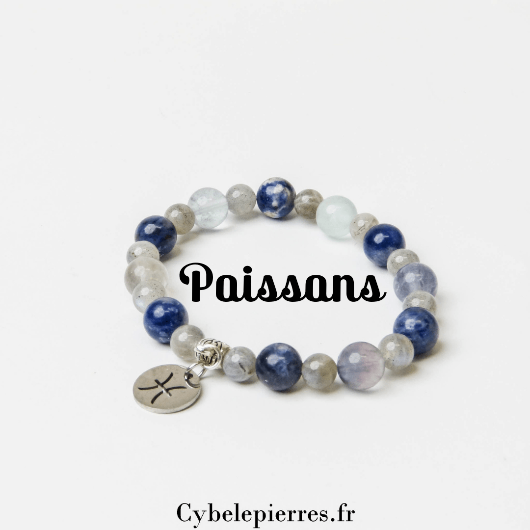 2 - Bracelet Poissons - Fluorite, Sodalite et Labradorite (6 et 8mm) | Intuition et Sérénité - Cybele Pierres