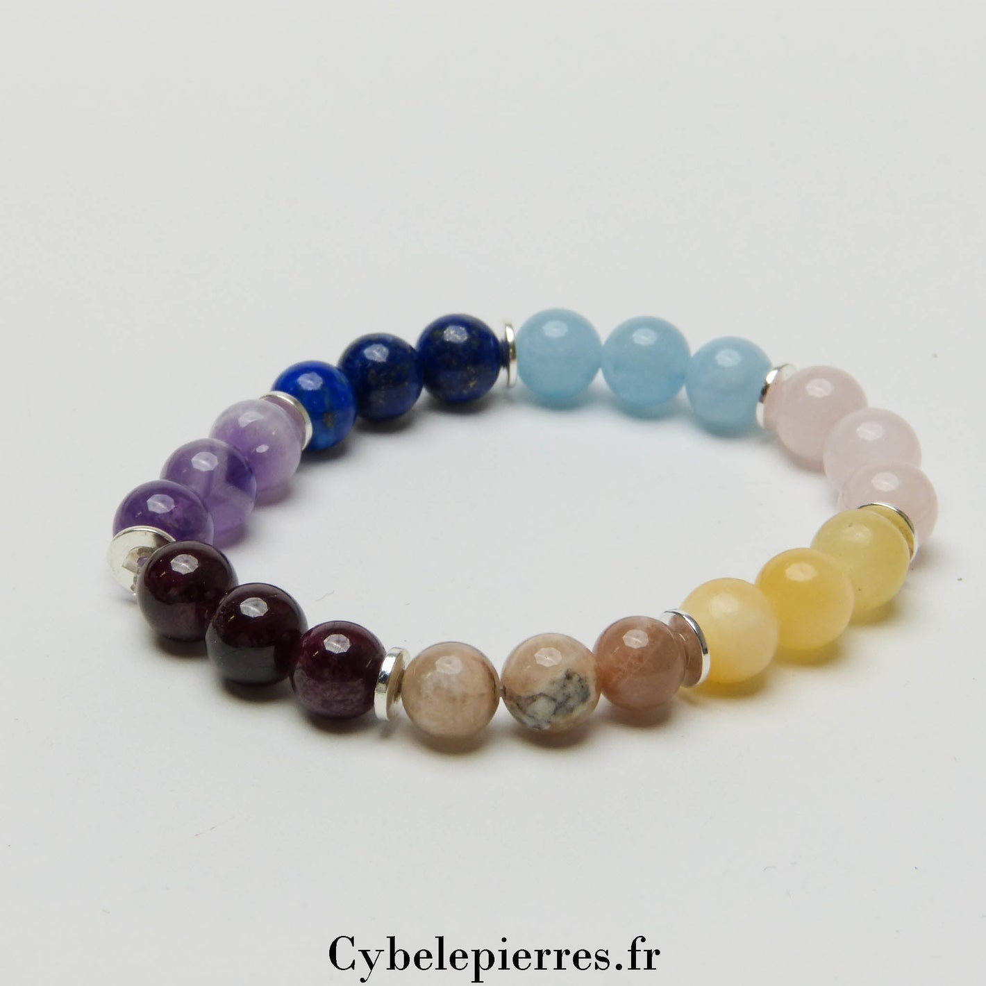 4 Bracelet Pastel 7 Chakras (8mm) - 18 cm | Équilibre et Énergie - Cybele Pierres