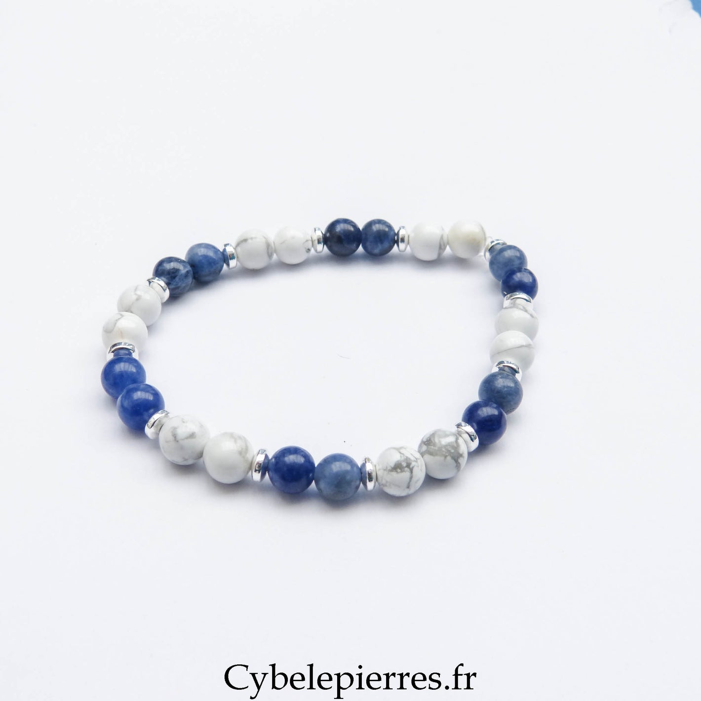Bracelet Exploit- Sodalite & Howlite (6mm) - 18cm
