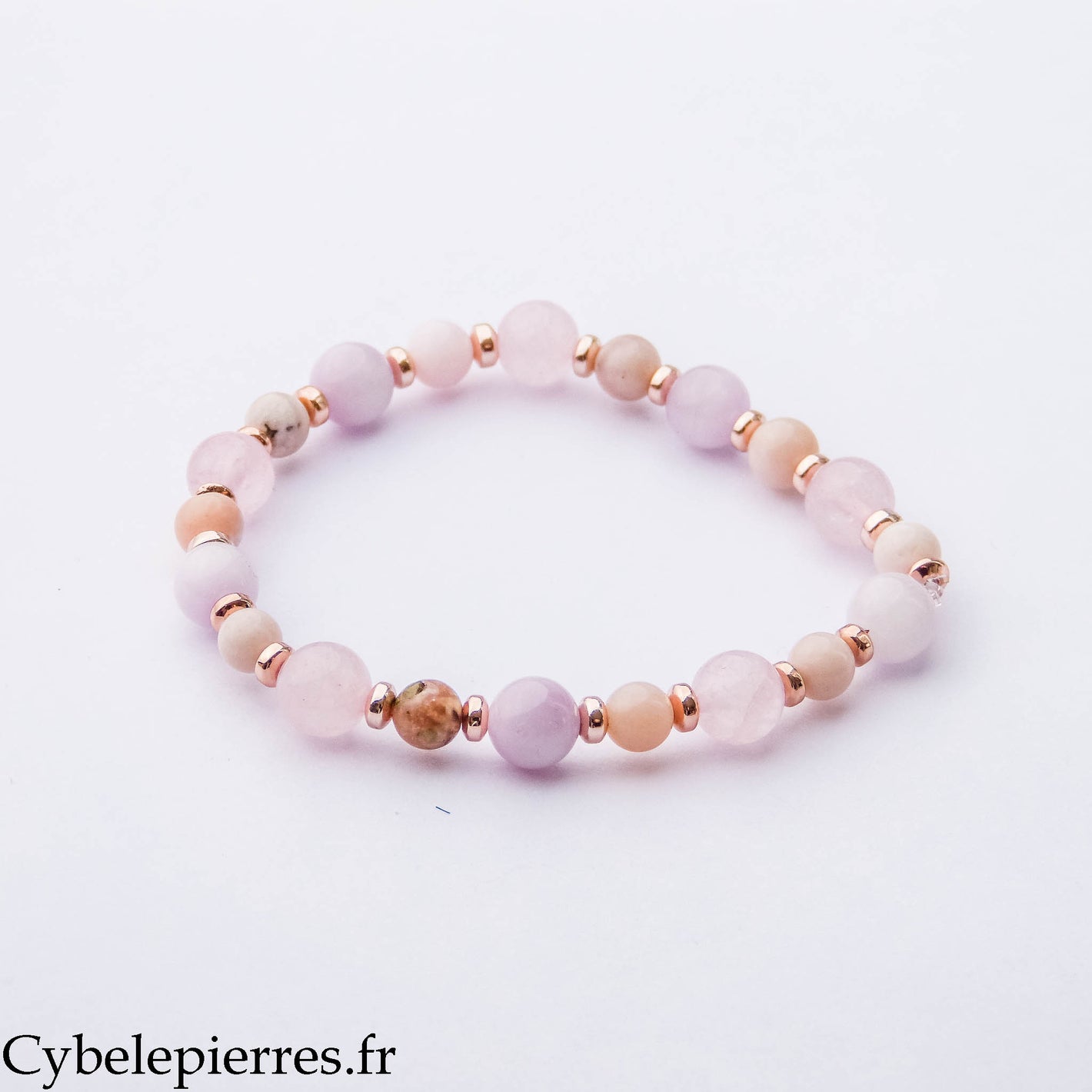 Bracelet Joie de l’Amour – Quartz Rose, Kunzite et Opale Rose (6 et 8 mm) – 19 cm | Douceur, Harmonie et Bienveillance