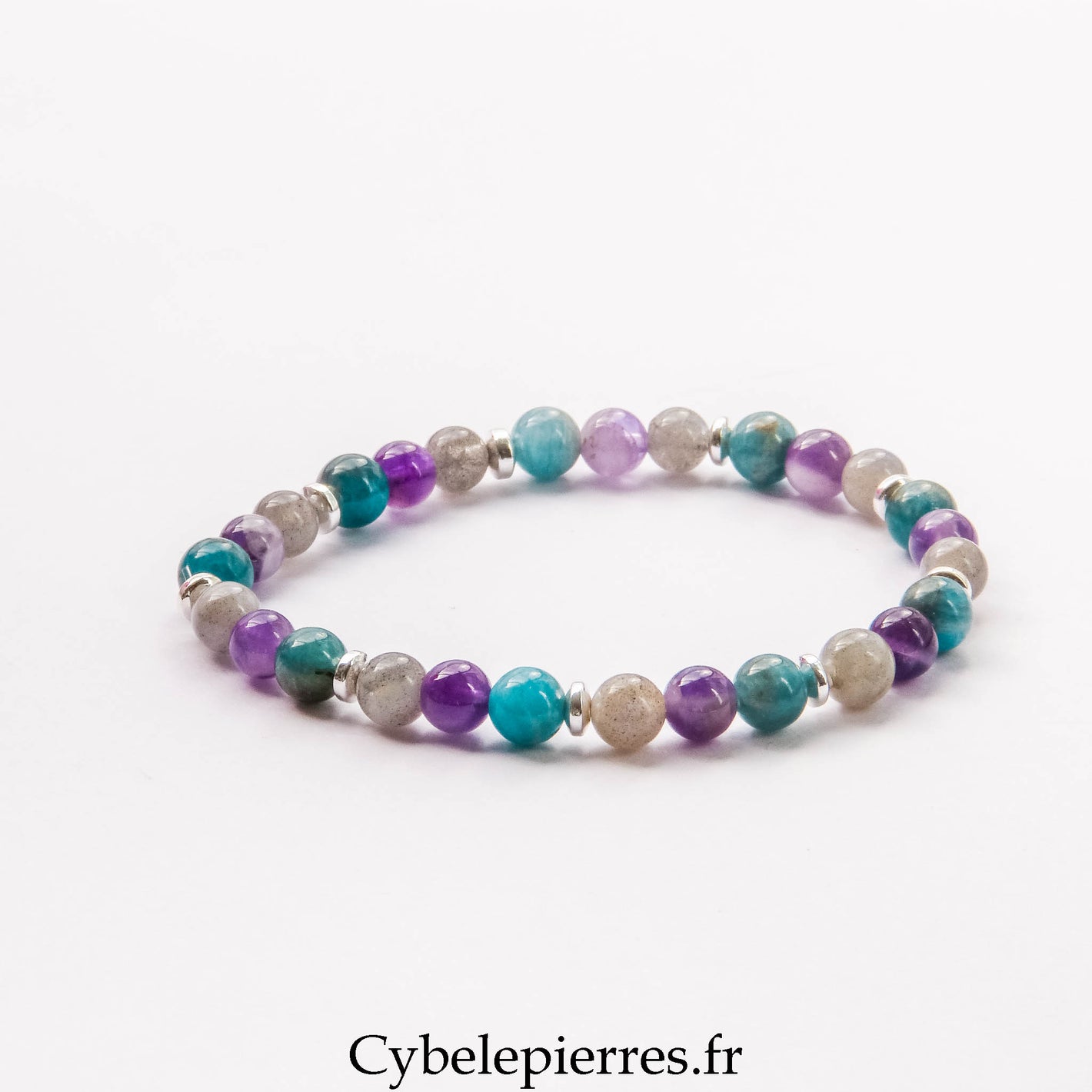 Bracelet Zen Attitude - Améthyste, Apatite bleue et Labradorite (6mm) - 18cm