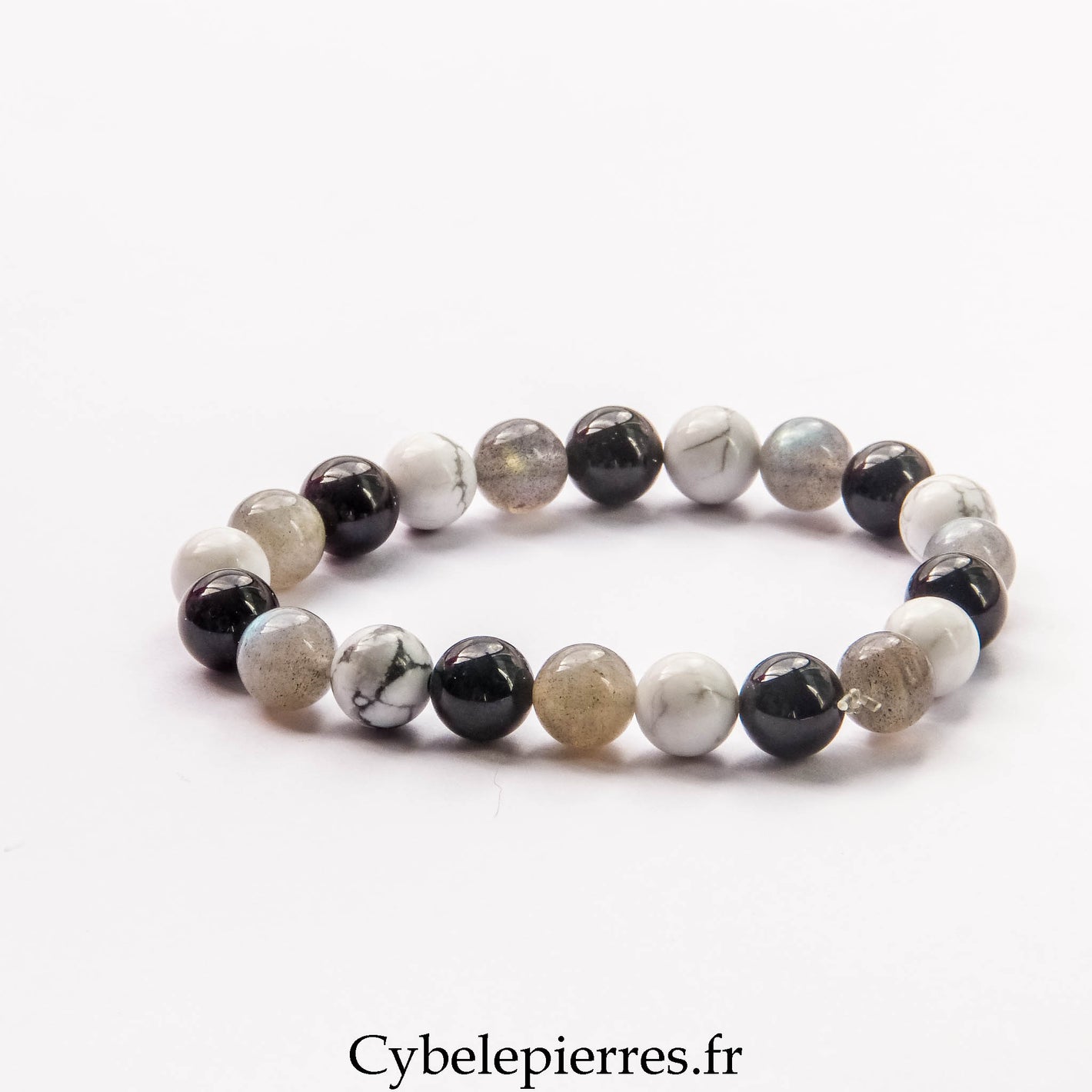 Bracelet  Lacher-prise - Spinelle, Labradorite et Howlite (8mm) - 17cm
