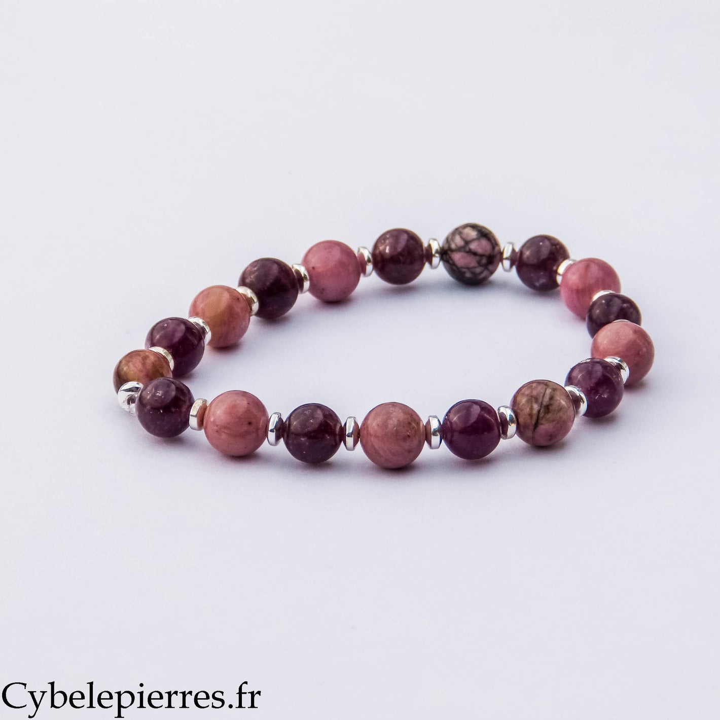 Bracelet "Ca ira" - Lépidolite et Rhodonite (8mm) - 18cm