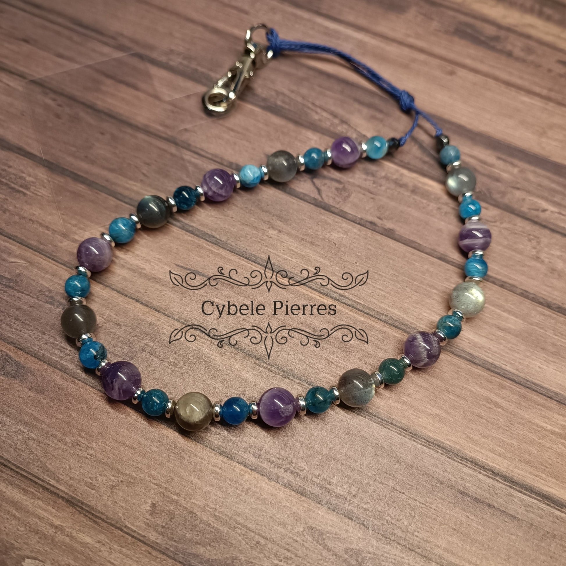 Bijou de téléphone Améthyste, Apatite et Labradorite - Cybele Pierres