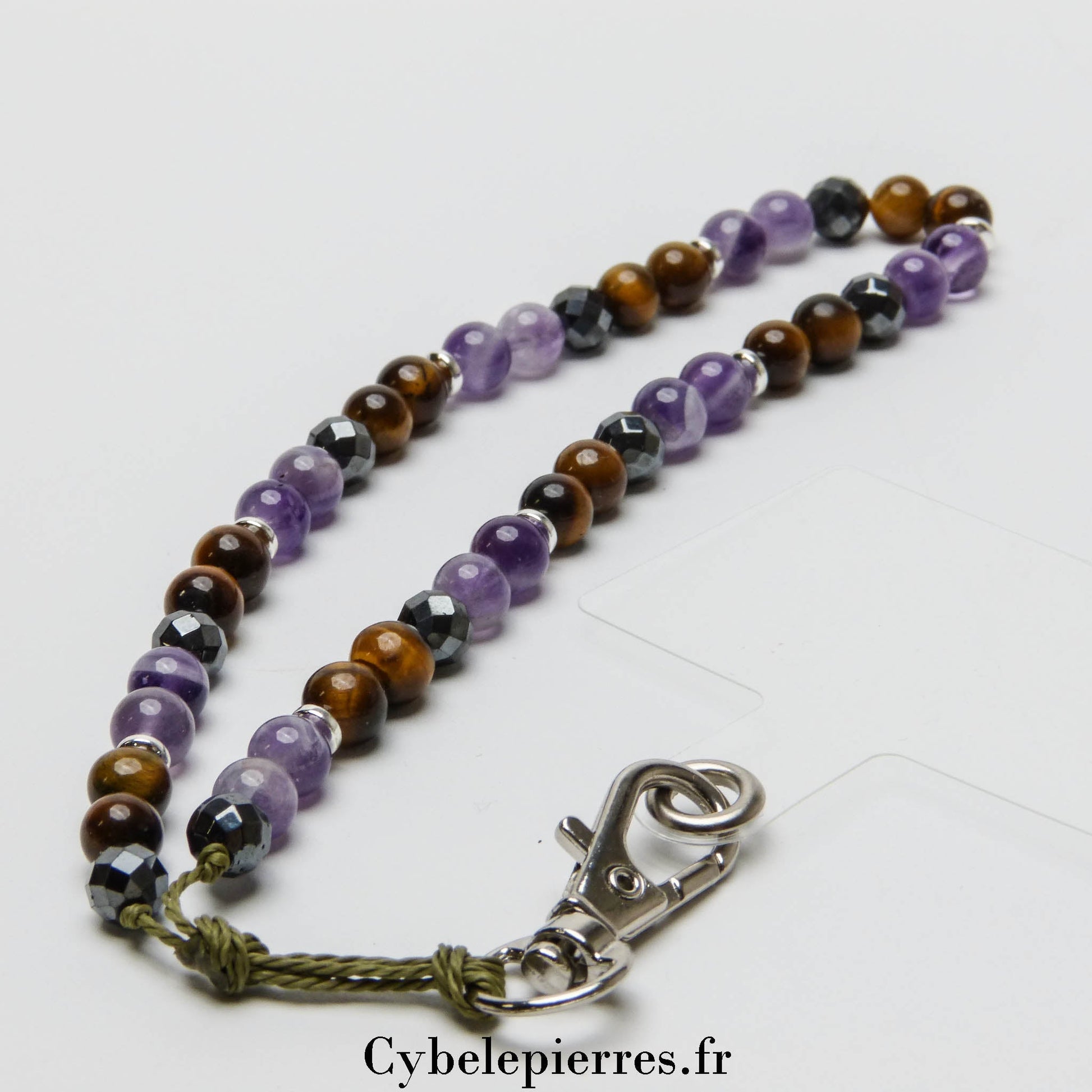 Bijou de téléphone Améthyste et Œil de Tigre - Cybele Pierres