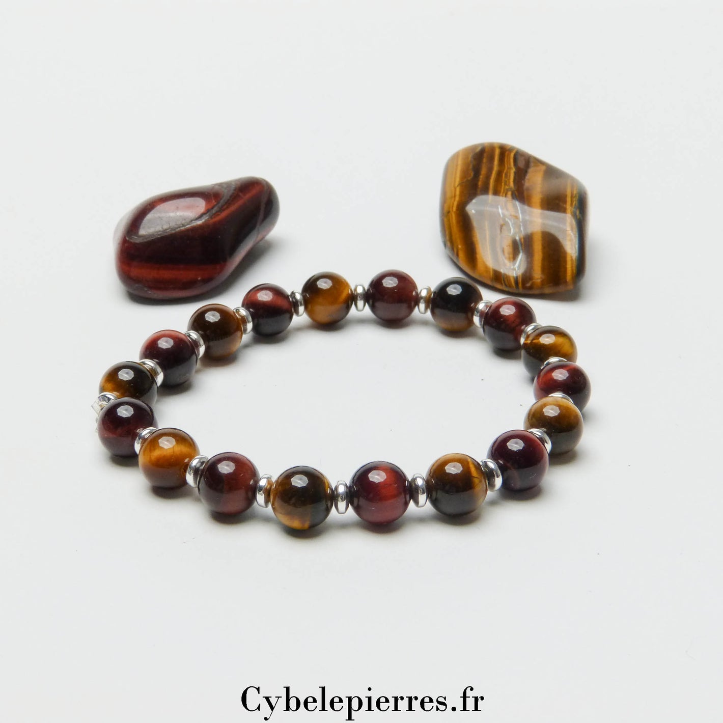 Bracelet Réussite – Œil de Tigre et Œil de Taureau (8 mm) - 18cm | Force et Protection