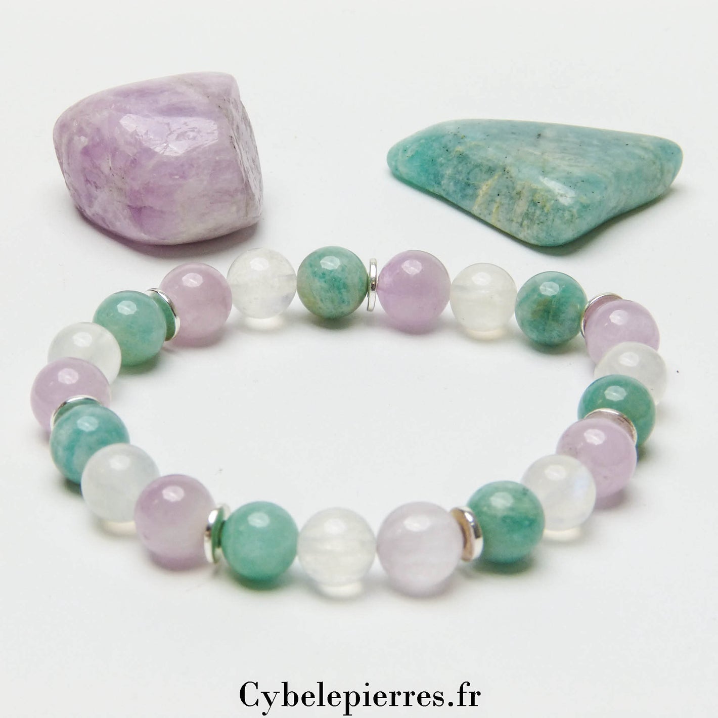 Bracelet Douceur – Amazonite, Péristérite et Kunzite (8mm) – 19 cm | Apaisement et Harmonie