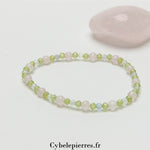 Bracelet Air Printanier - Quartz Rose, Péridot et Fluorite Bleue (3 et 4mm) - 17cm | Créativité et Apaisement - Cybele Pierres