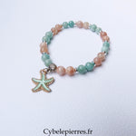 Bracelet Amazonite et Pierre de Soleil (6 mm) – 18 cm | Collection Summer Vert - Cybele Pierres