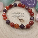 Bracelet Amour Indomptable - Cornaline et Lépidolite (8mm) - 17cm - Cybele Pierres