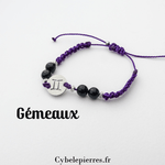 Bracelet Astrologie Gémeaux Œil de Faucon – Réglable, Breloque Argentée - Cybele Pierres