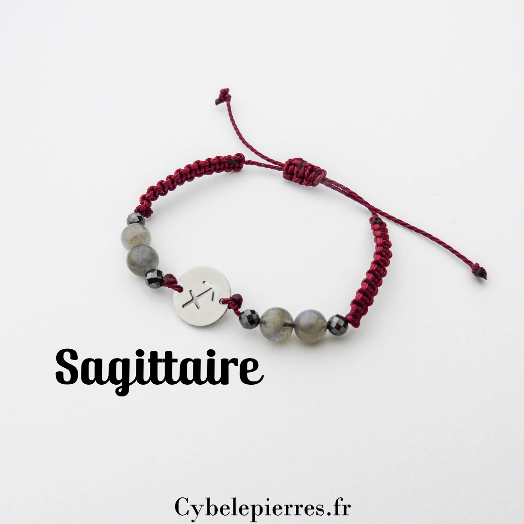 Bracelet Astrologie Sagittaire Labradorite – Réglable, Breloque Argentée - Cybele Pierres