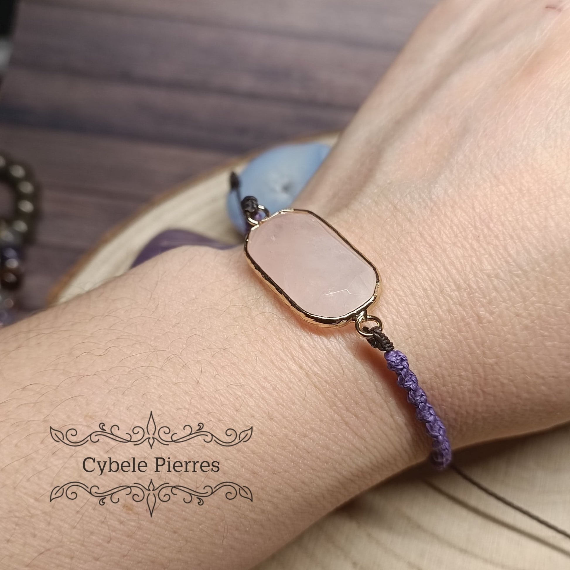 Bracelet Cabochon Quartz Rose - Douceur et Harmonie - Cybele Pierres