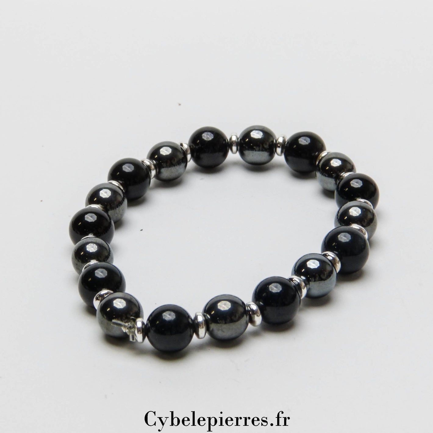 Bracelet Cascade de Sérénité - Hématite, Tourmaline et Obsidienne Œil Céleste (8mm) - 18cm | Protection et Équilibre - Cybele Pierres
