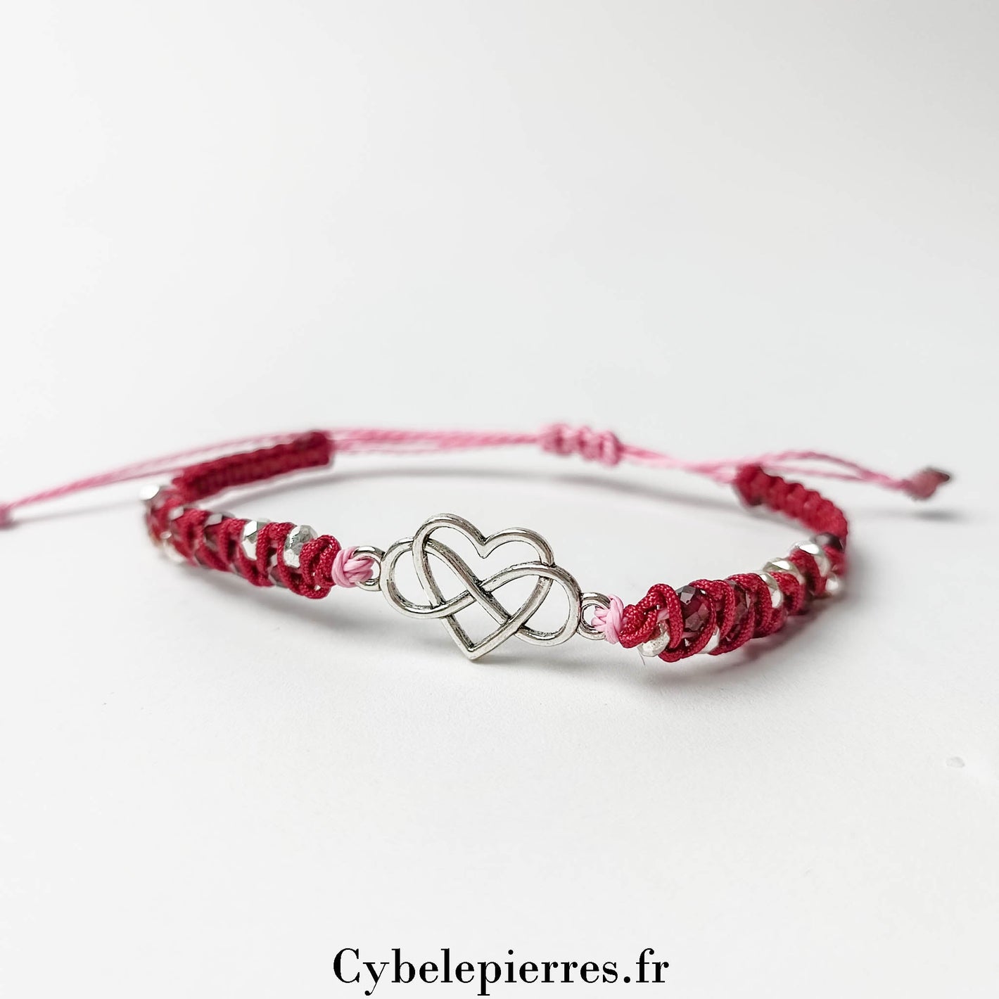 Bracelet "Coeur" - Grenat et Micro - macramé - Cybele Pierres