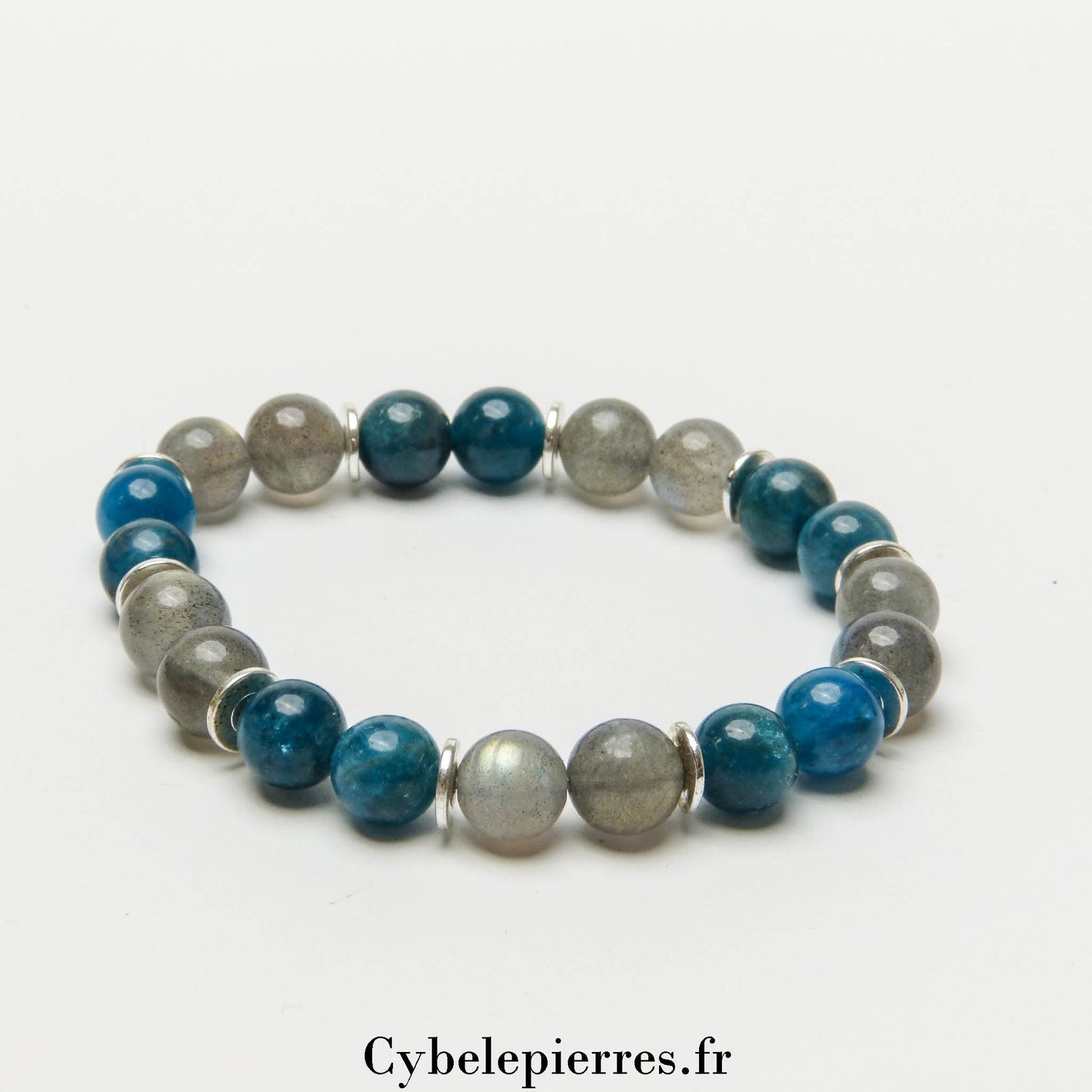 Bracelet Communication - Apatite Bleue et Labradorite (8mm) - 17cm | Clarté et Intuition - Cybele Pierres