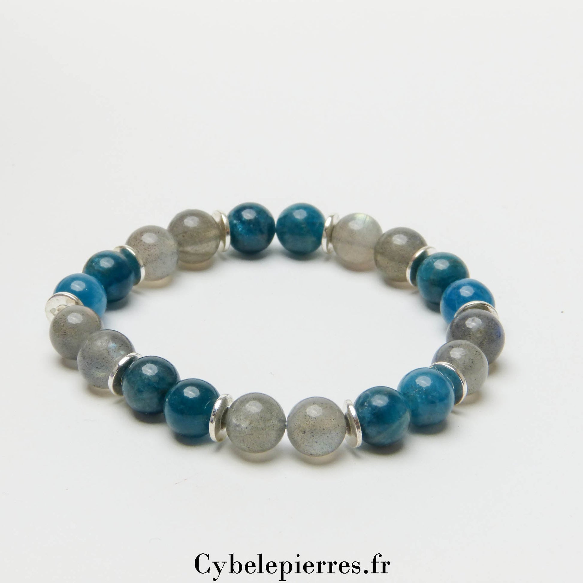 Bracelet Communication - Apatite Bleue et Labradorite (8mm) - 17cm | Clarté et Intuition - Cybele Pierres