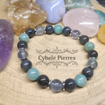Bracelet Communication et Créativité - Amazonite, Labradorite et Fluorite(8mm) - 18cm - Cybele Pierres