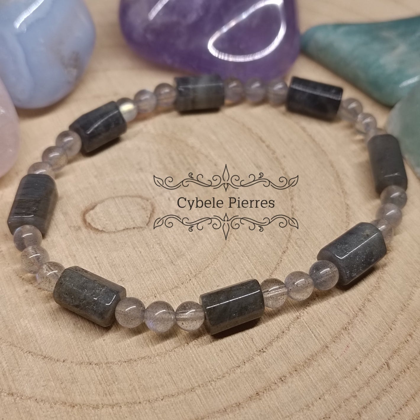 Bracelet Connexion Paisible - Labradorite (4 et 10 mm) - 18cm - Cybele Pierres
