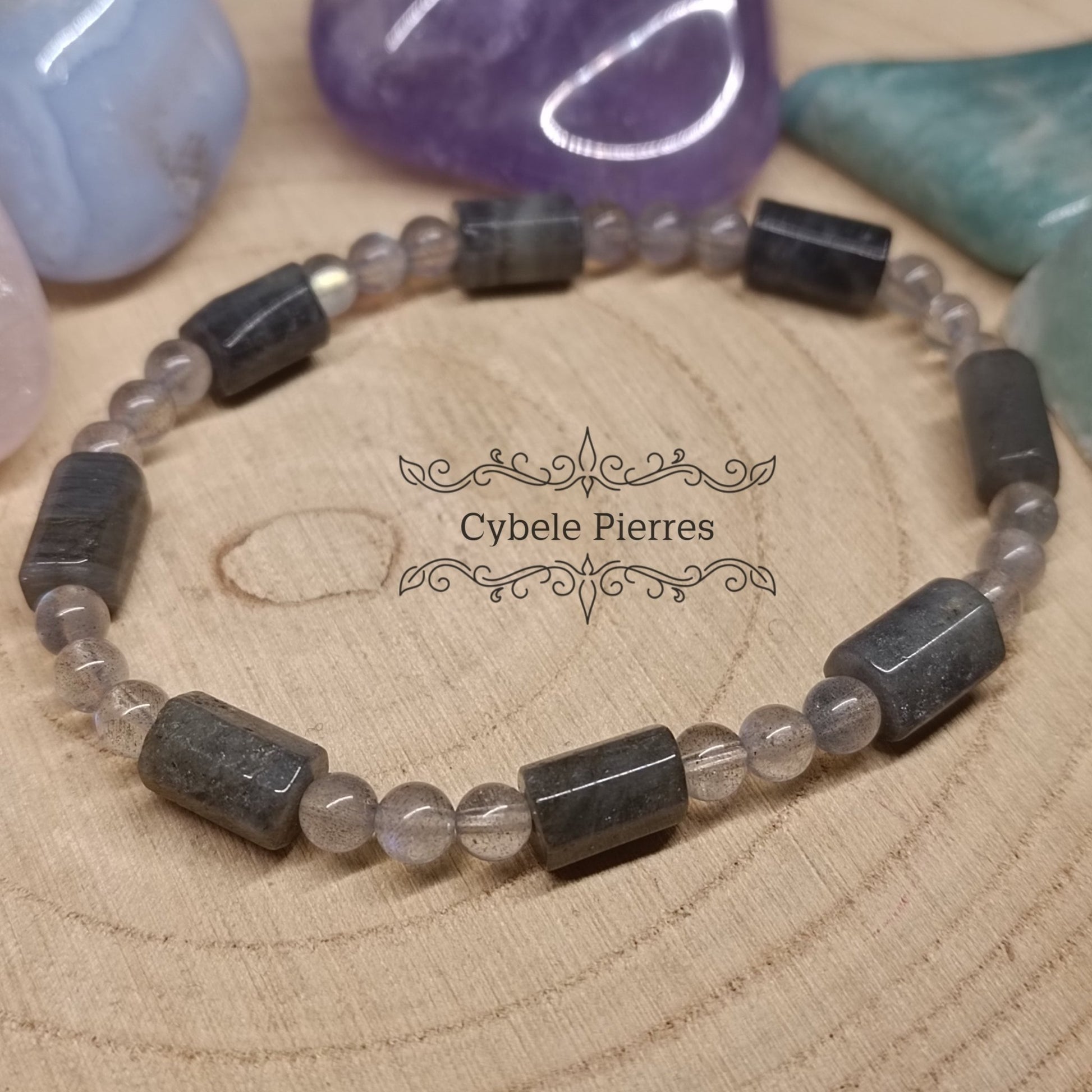 Bracelet Connexion Paisible - Labradorite (4 et 10 mm) - 18cm - Cybele Pierres