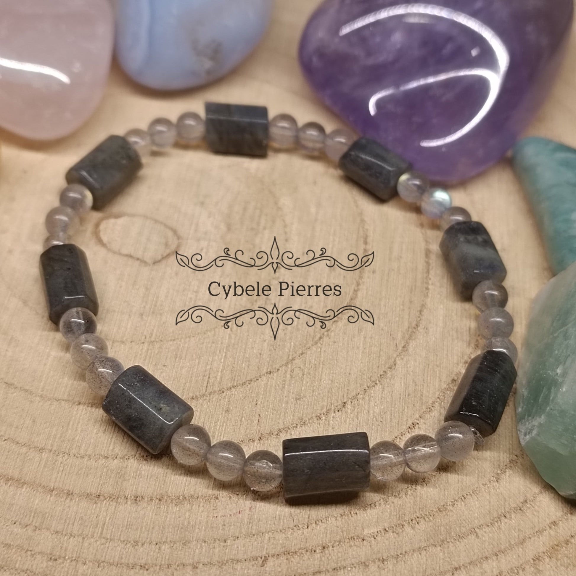 Bracelet Connexion Paisible - Labradorite (4 et 10 mm) - 18cm - Cybele Pierres