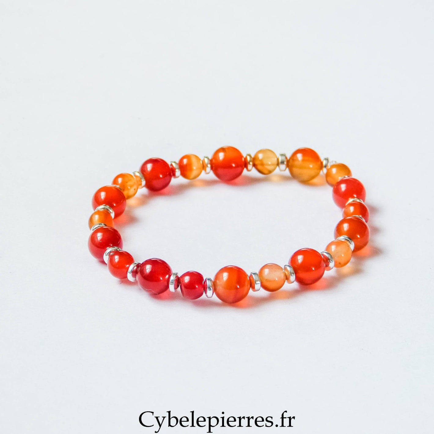 Bracelet Cornaline (6 et 8mm) - 18cm - Cybele Pierres