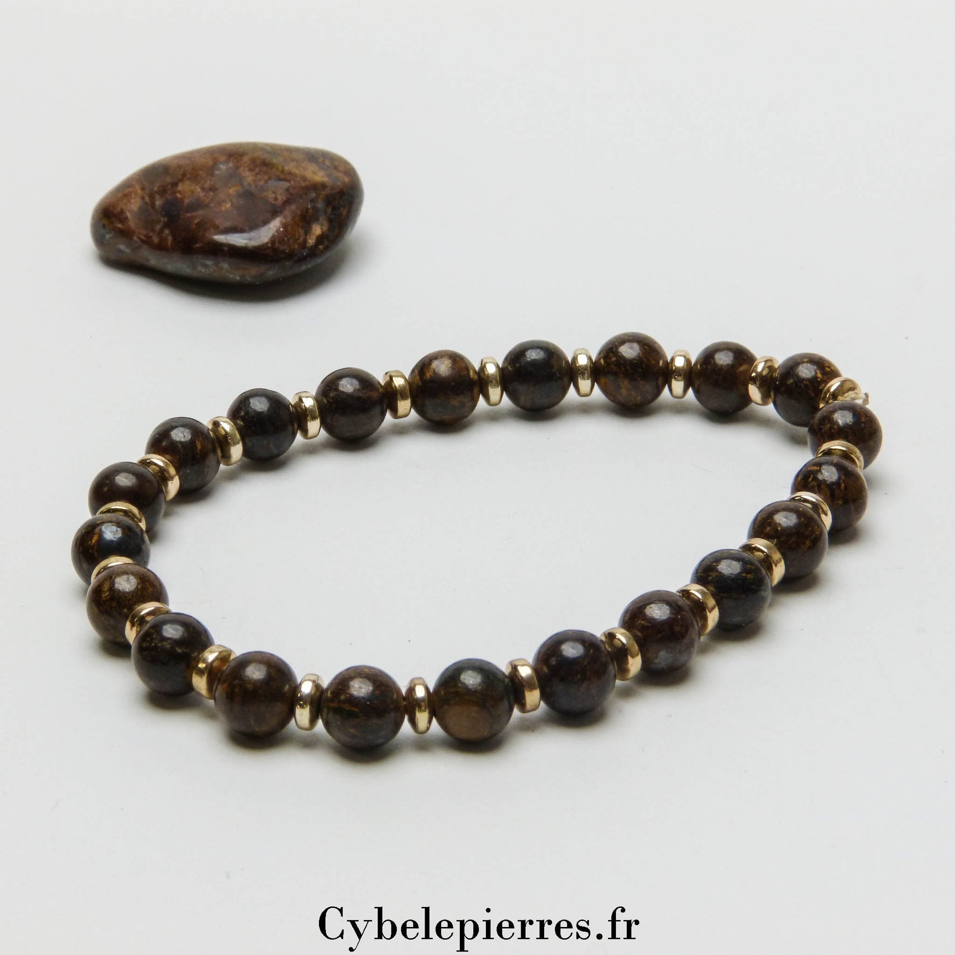 Bracelet Courage – Bronzite (6mm) | Force et Confiance - Cybele Pierres