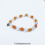 Bracelet Cristal de Roche & Cornaline (6 mm) – 17 cm | Vitalité & Clarté - Cybele Pierres