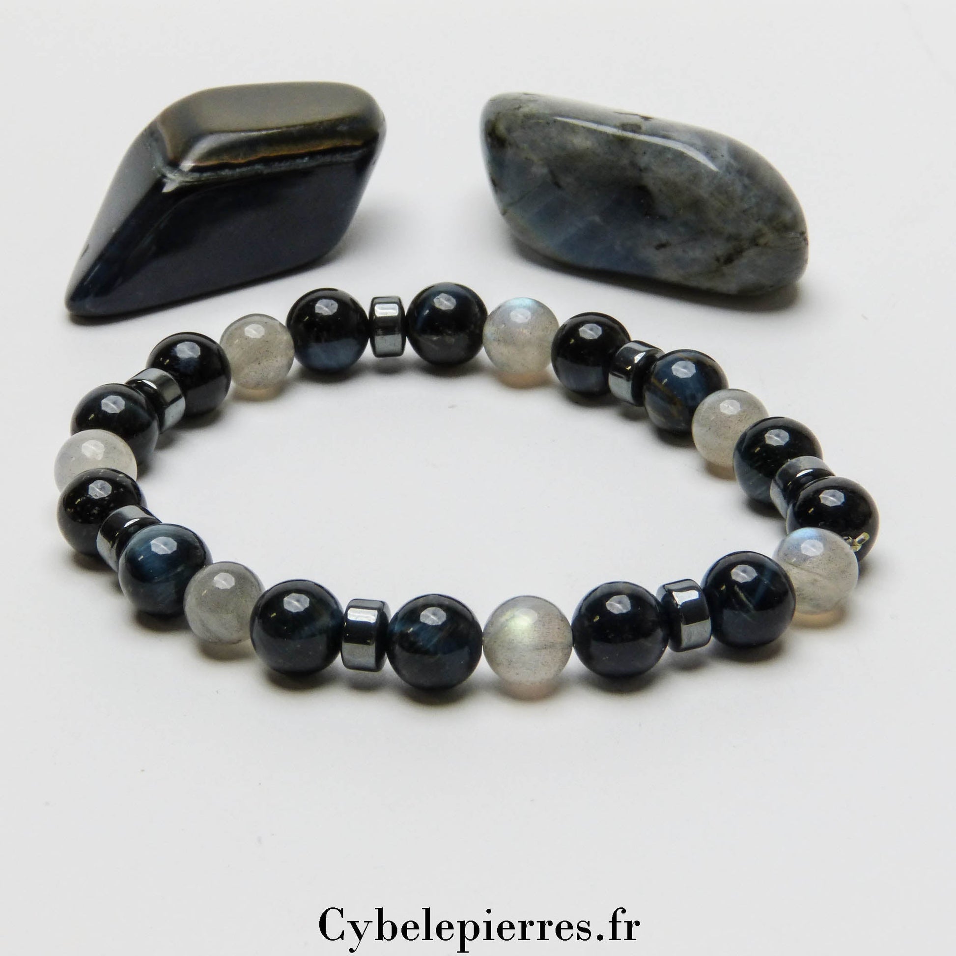 Bracelet Délicatesse - Labradorite et Œil de Faucon (8mm) - 19cm | Intuition et Éveil - Cybele Pierres
