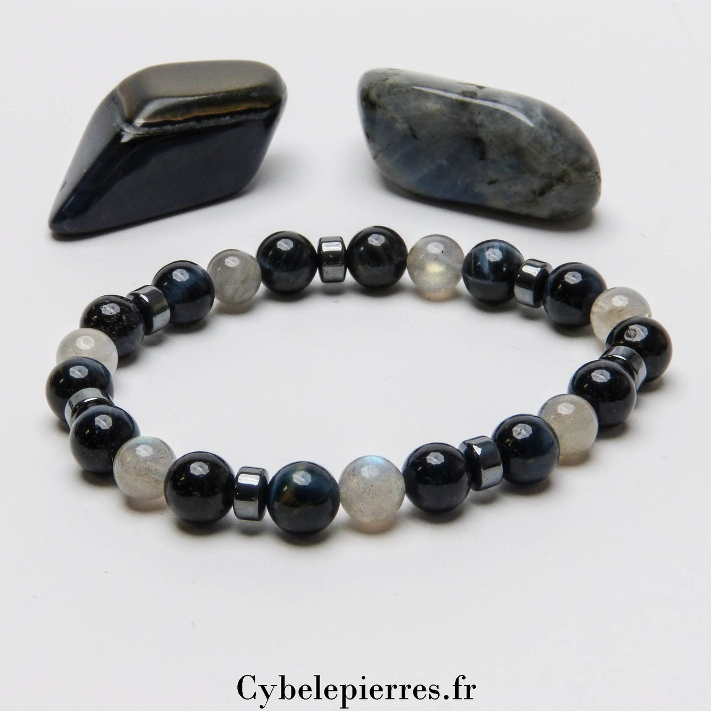 Bracelet Délicatesse - Labradorite et Œil de Faucon (8mm) - 19cm | Intuition et Éveil - Cybele Pierres