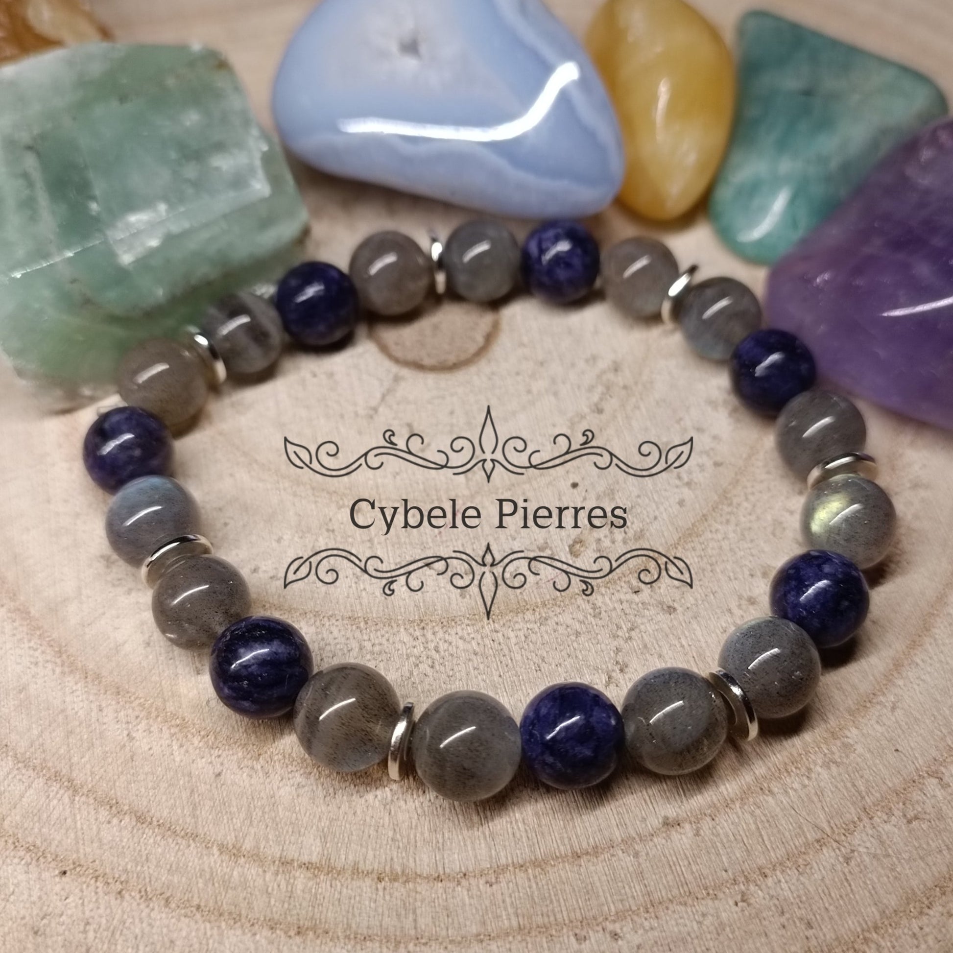 Bracelet Douceur - Charoïte et Labradorite (8mm) - 18cm - Cybele Pierres