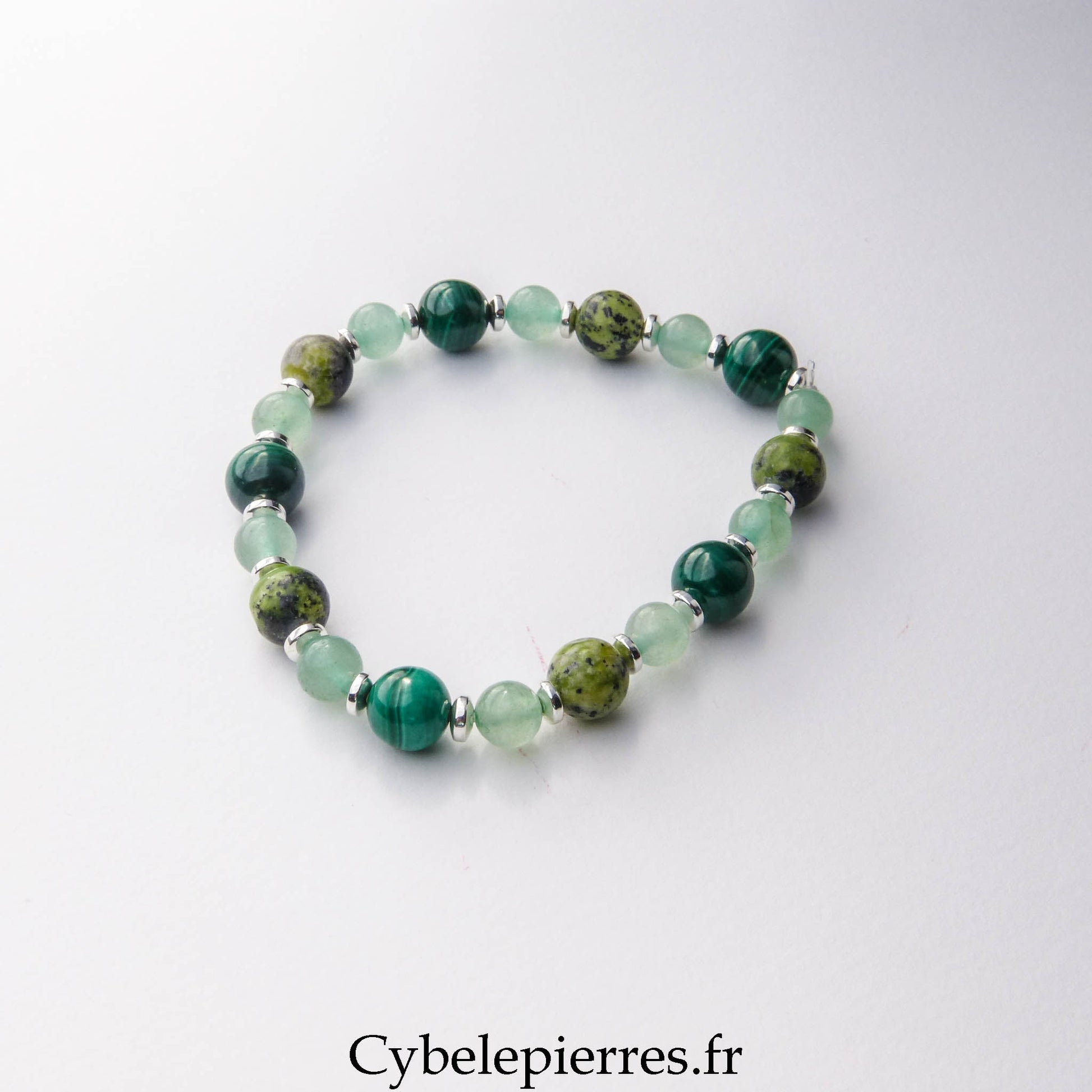 Bracelet Enchanteur - Malachite, Opale verte et Aventurine verte (6 et 8mm) - 19cm - Cybele Pierres
