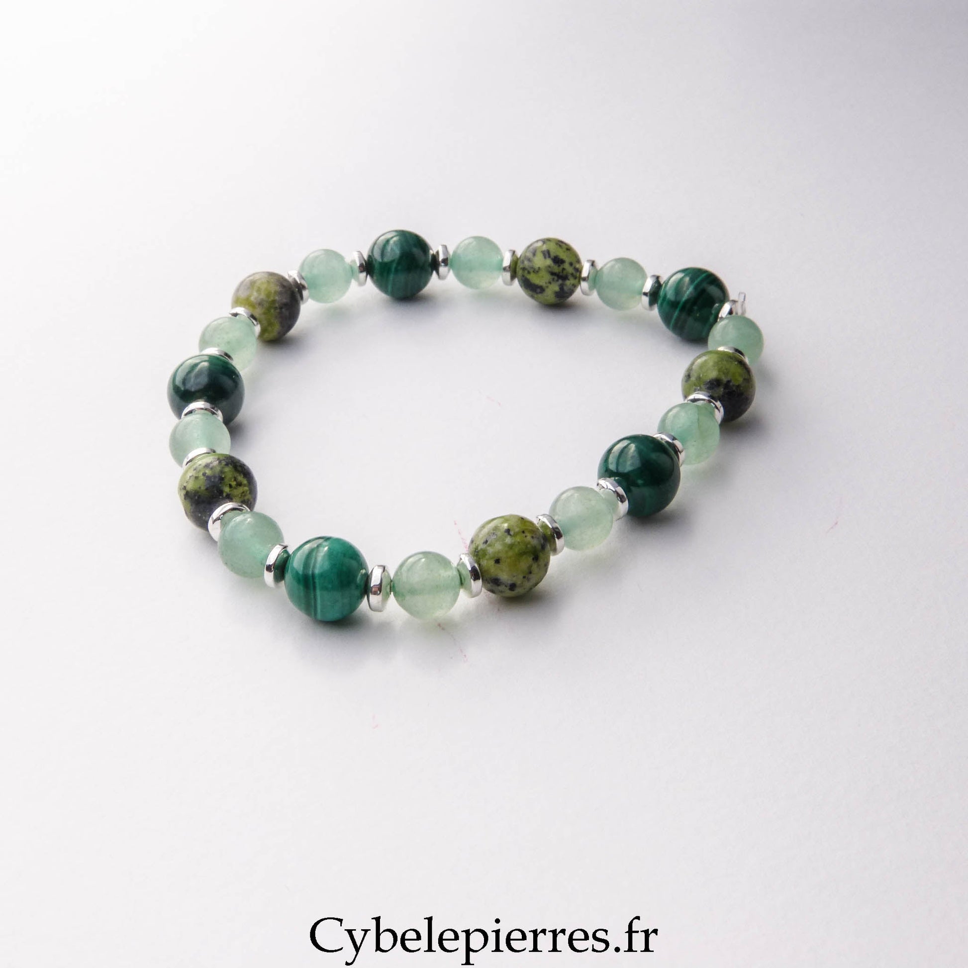 Bracelet Enchanteur - Malachite, Opale verte et Aventurine verte (6 et 8mm) - 19cm - Cybele Pierres