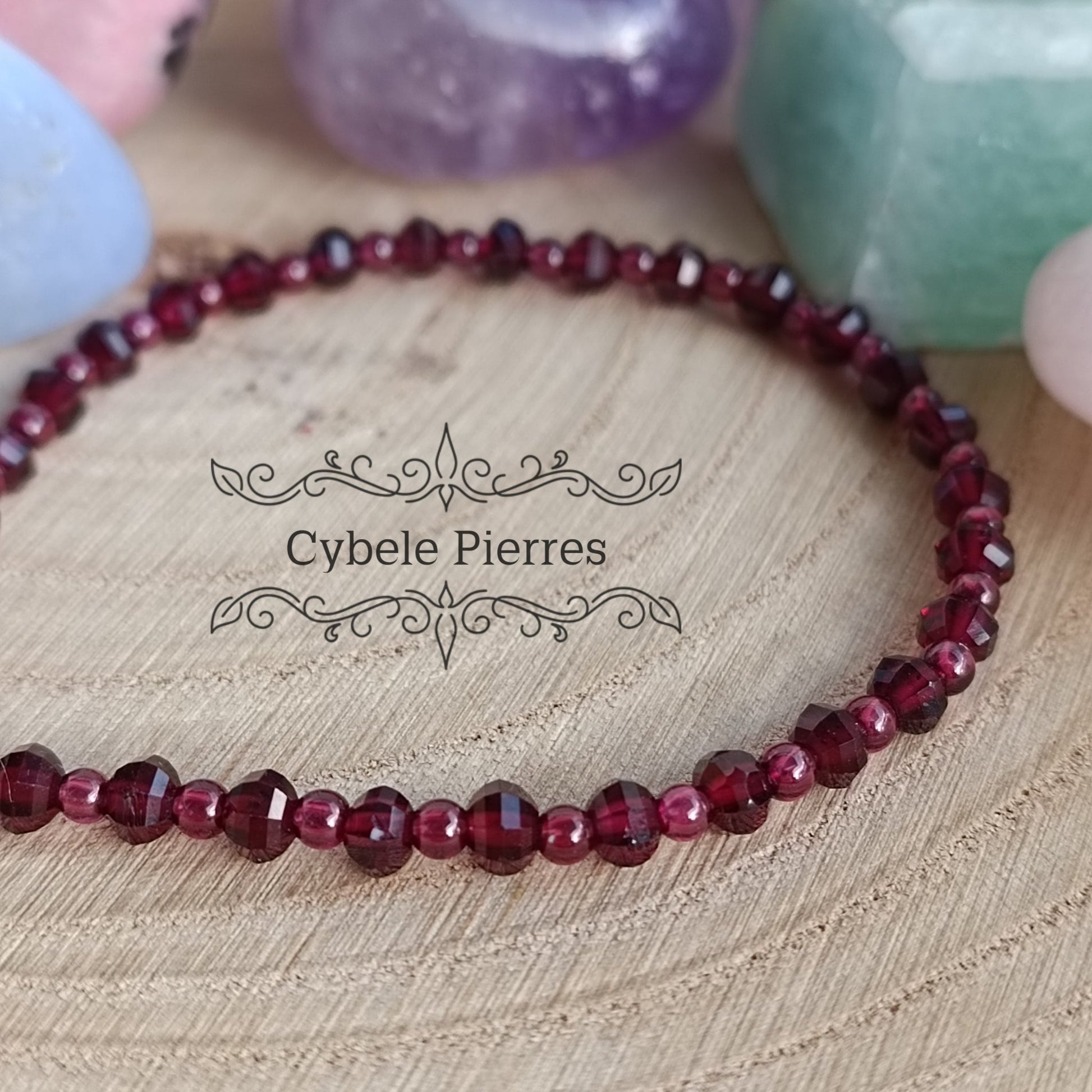 Bracelet Grenat - (2 et 4mm) - 18cm - Cybele Pierres