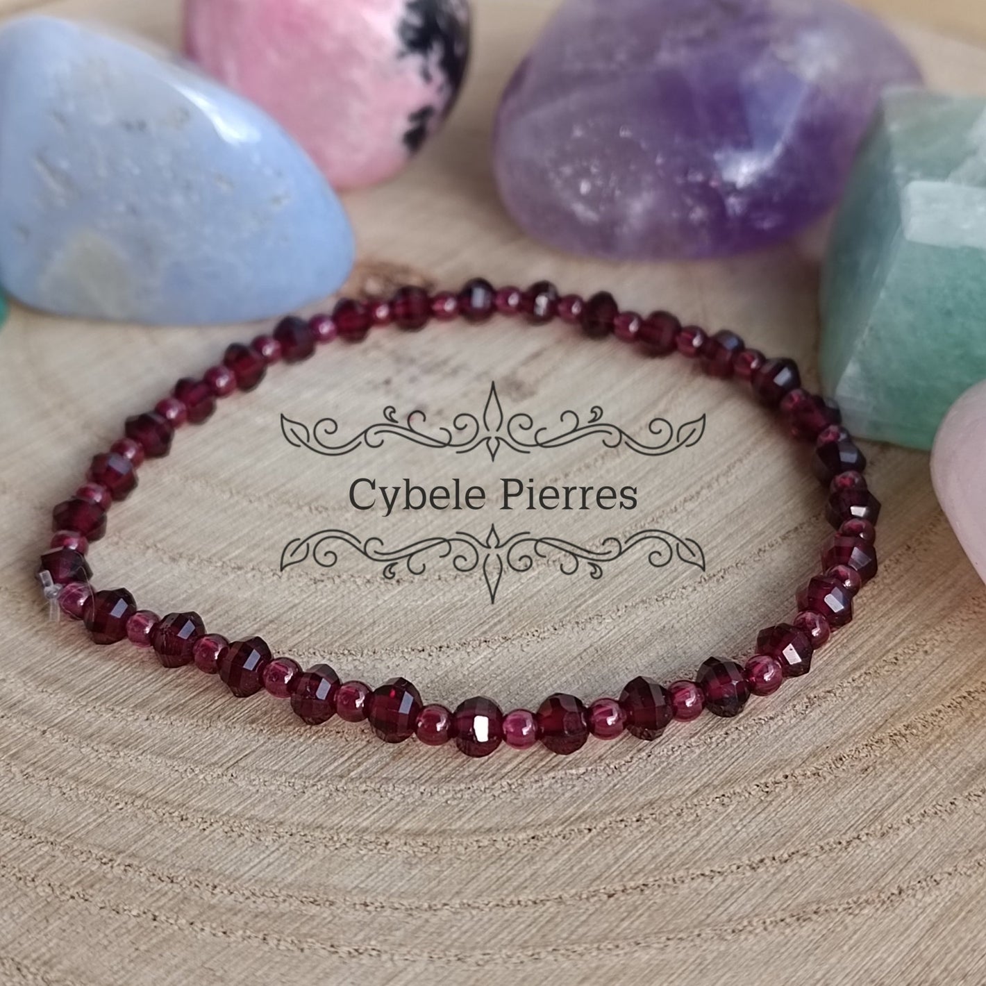 Bracelet Grenat - (2 et 4mm) - 18cm - Cybele Pierres