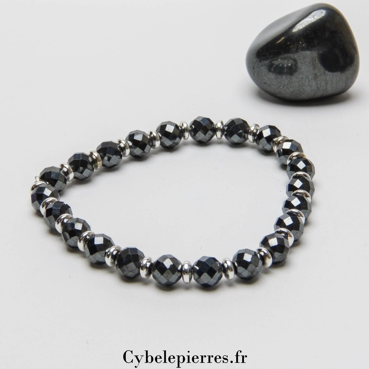 Bracelet Hématite facettée (6mm) - 18cm | Force et Ancrage - Cybele Pierres