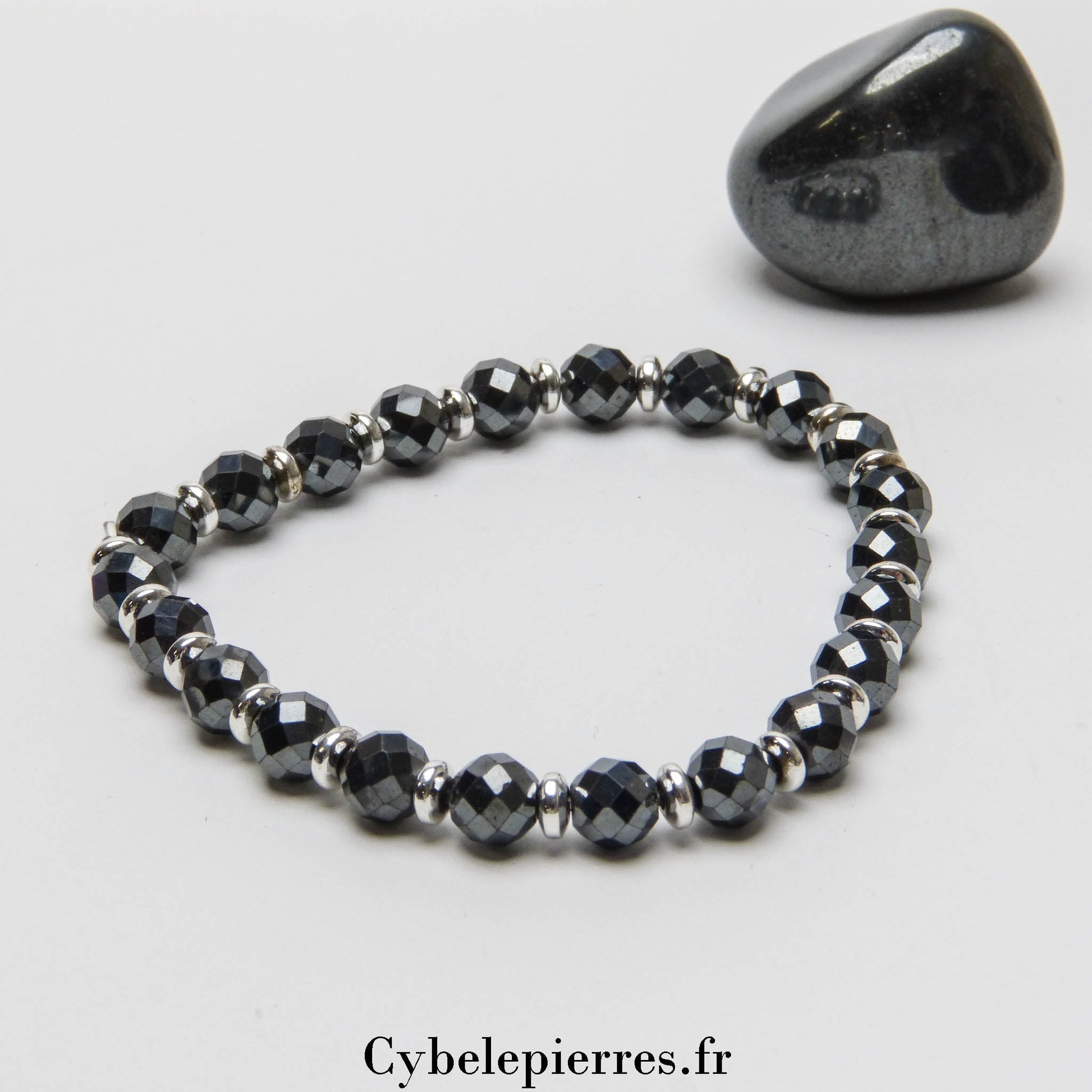 Bracelet Hématite facettée (6mm) - 18cm | Force et Ancrage - Cybele Pierres