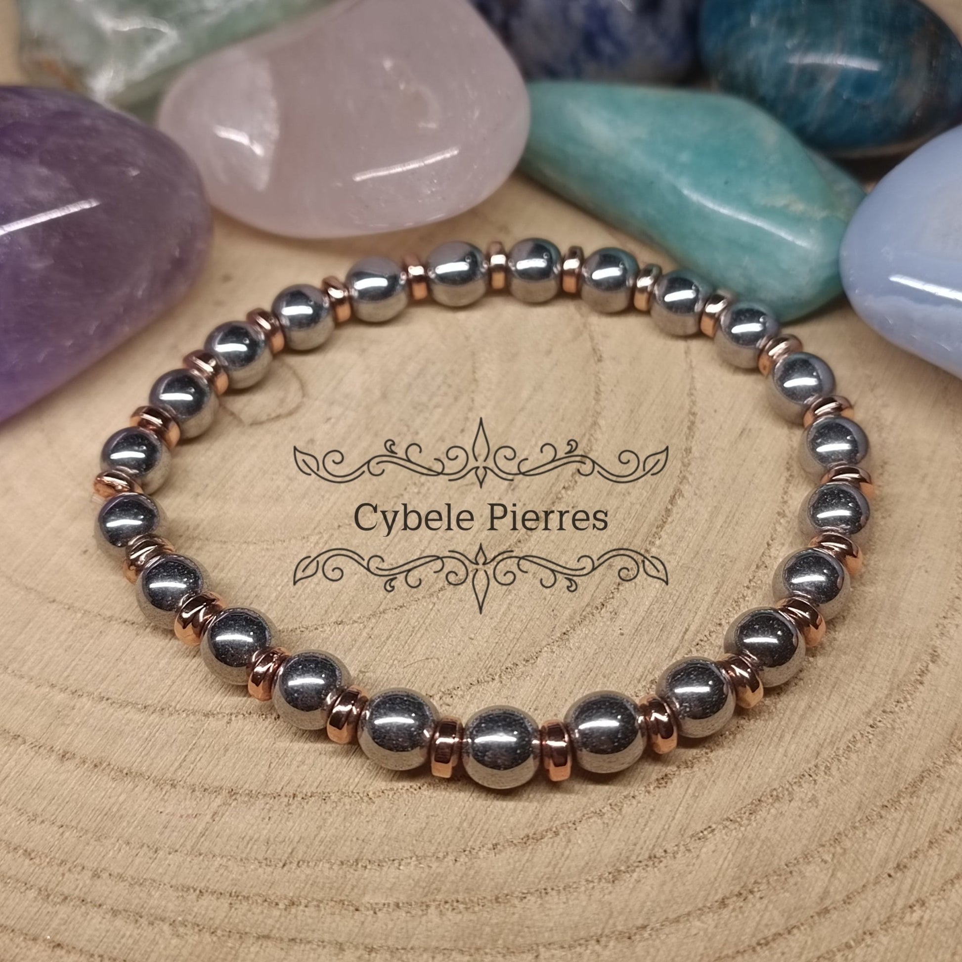 Bracelet Hématite teintée (6mm) - 18cm - Cybele Pierres