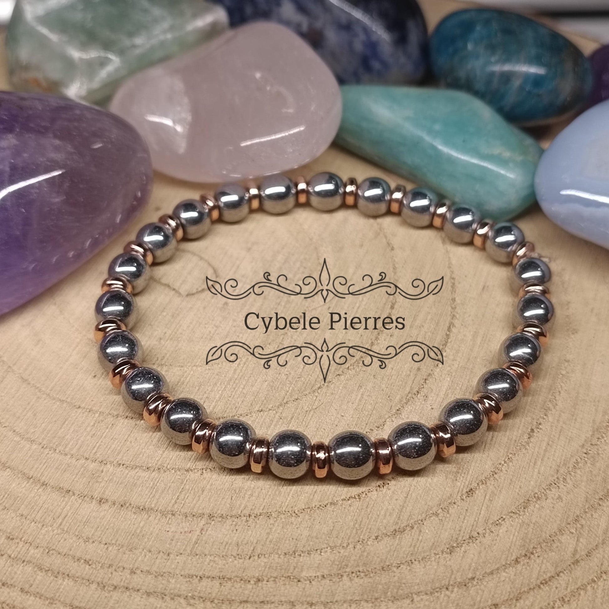 Bracelet Hématite teintée (6mm) - 18cm - Cybele Pierres
