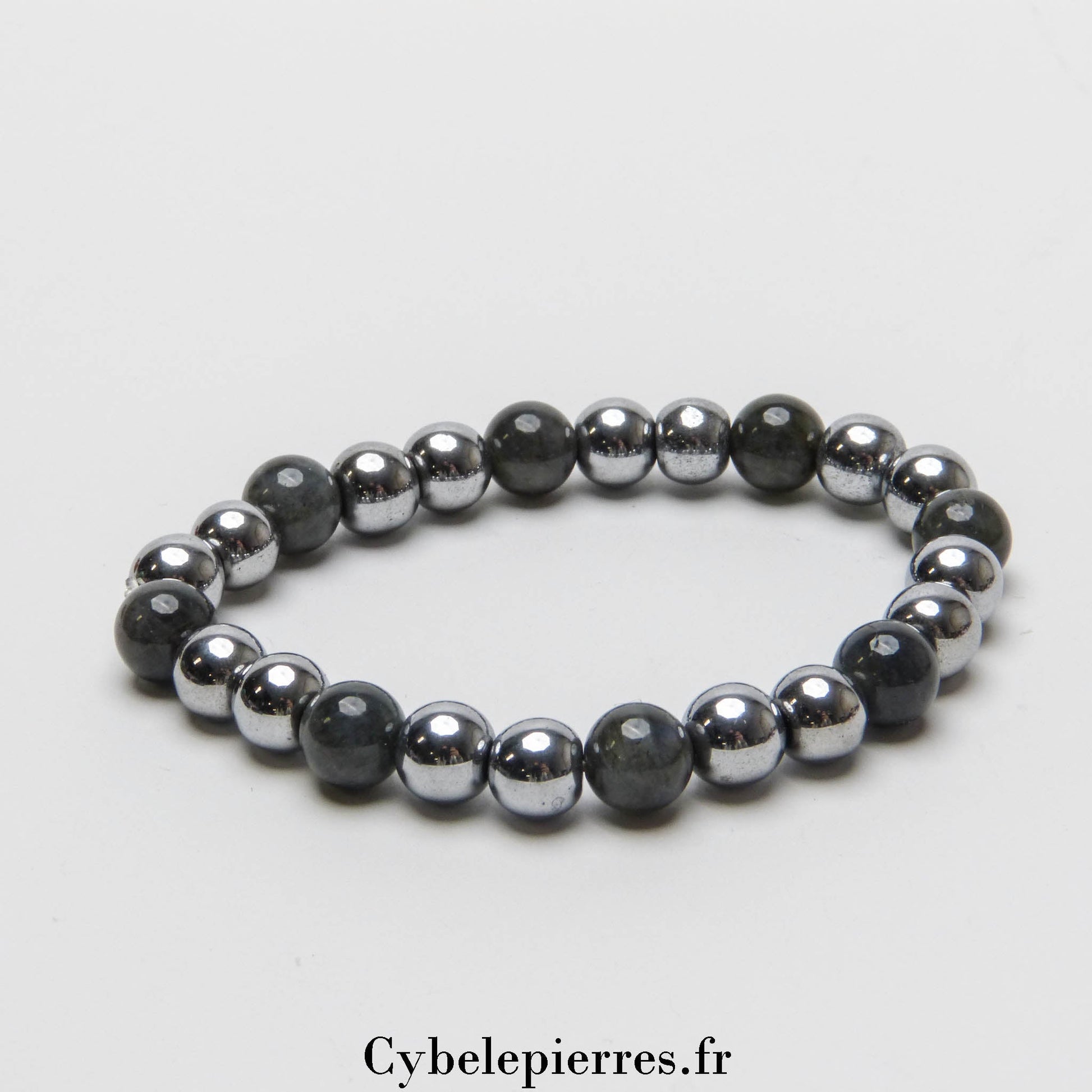 Bracelet Hématite teintée et Labradorite (8mm) – 18cm | Protection et Énergie - Cybele Pierres