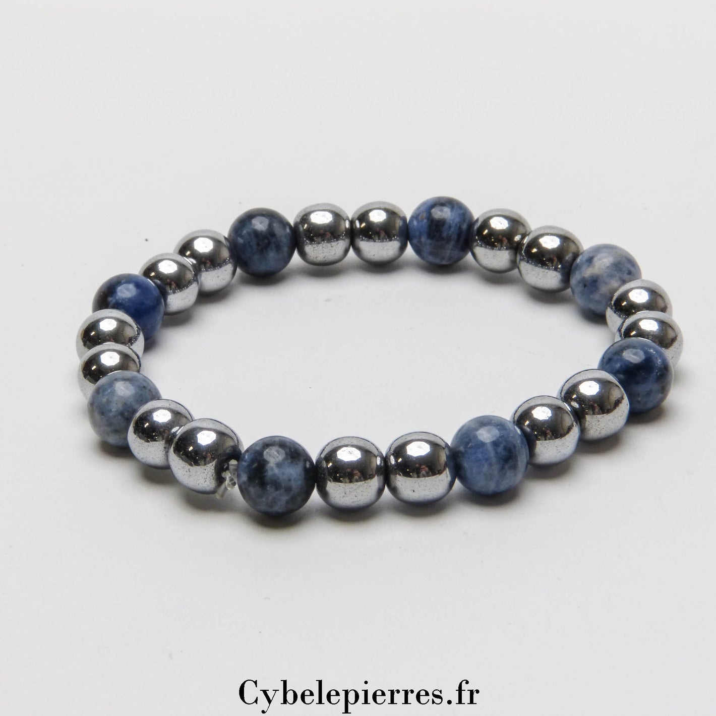 Bracelet Hématite teintée et Sodalite (8mm) - 18cm - Cybele Pierres