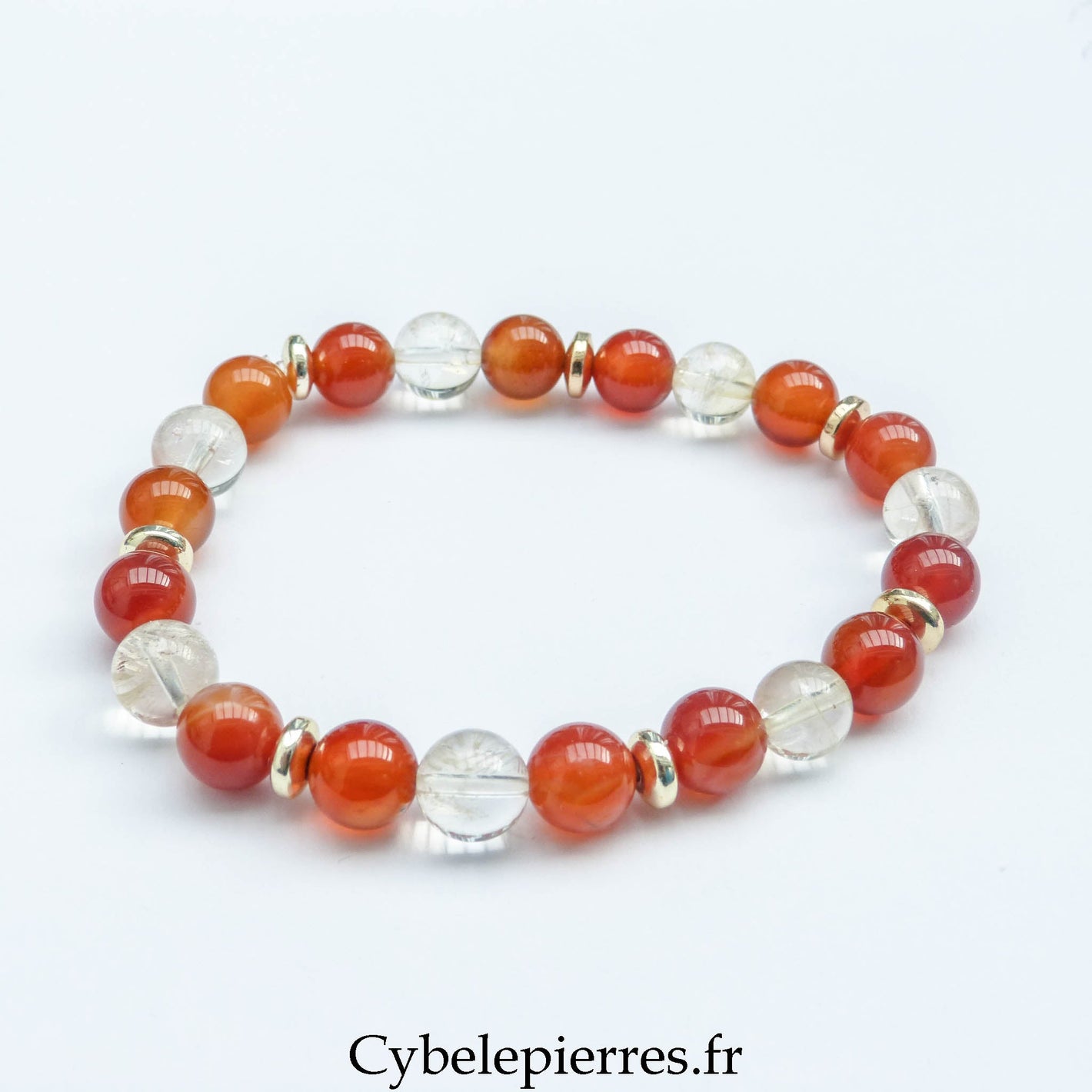 Bracelet Initiative - Cornaline et Citrine (8mm) - 19cm - Cybele Pierres