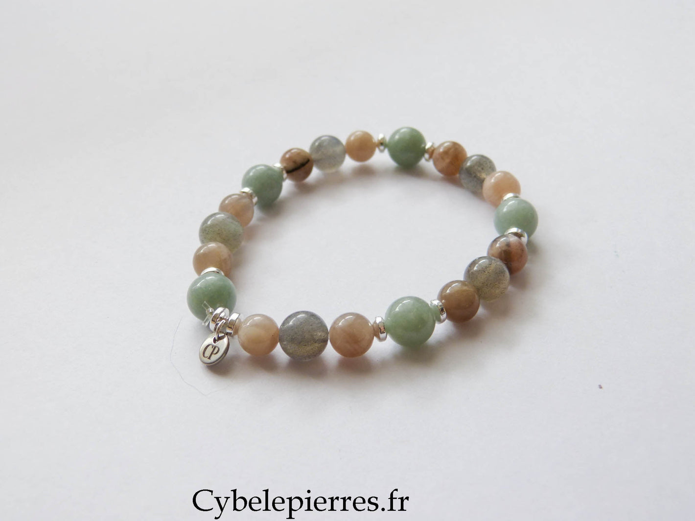 Bracelet Jade, Pierre de Lune & Labradorite (6 & 8 mm) – 18 cm | Intuition & Harmonie - Cybele Pierres