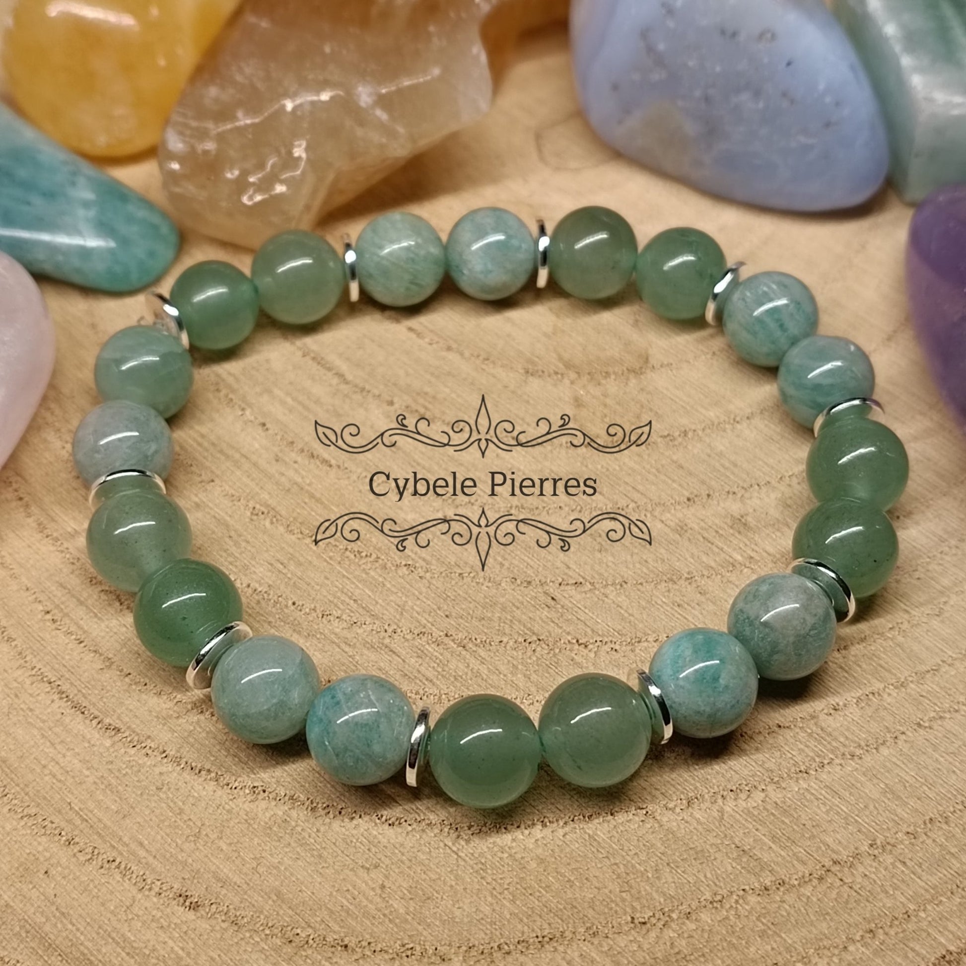 Bracelet "Je suis Concentré" - Aventurine et Amazonite - (8mm) - 18cm - Cybele Pierres