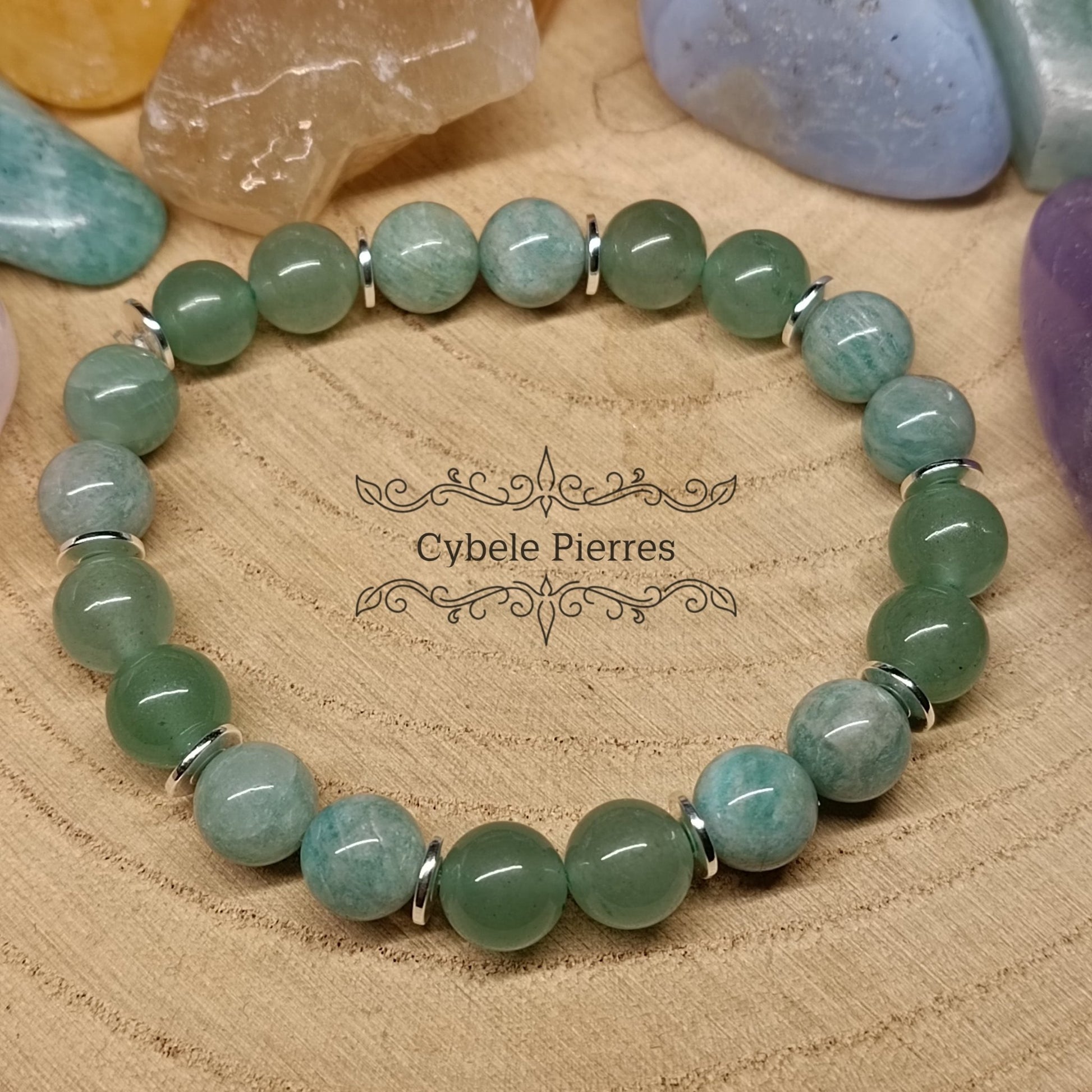 Bracelet "Je suis Concentré" - Aventurine et Amazonite - (8mm) - 18cm - Cybele Pierres