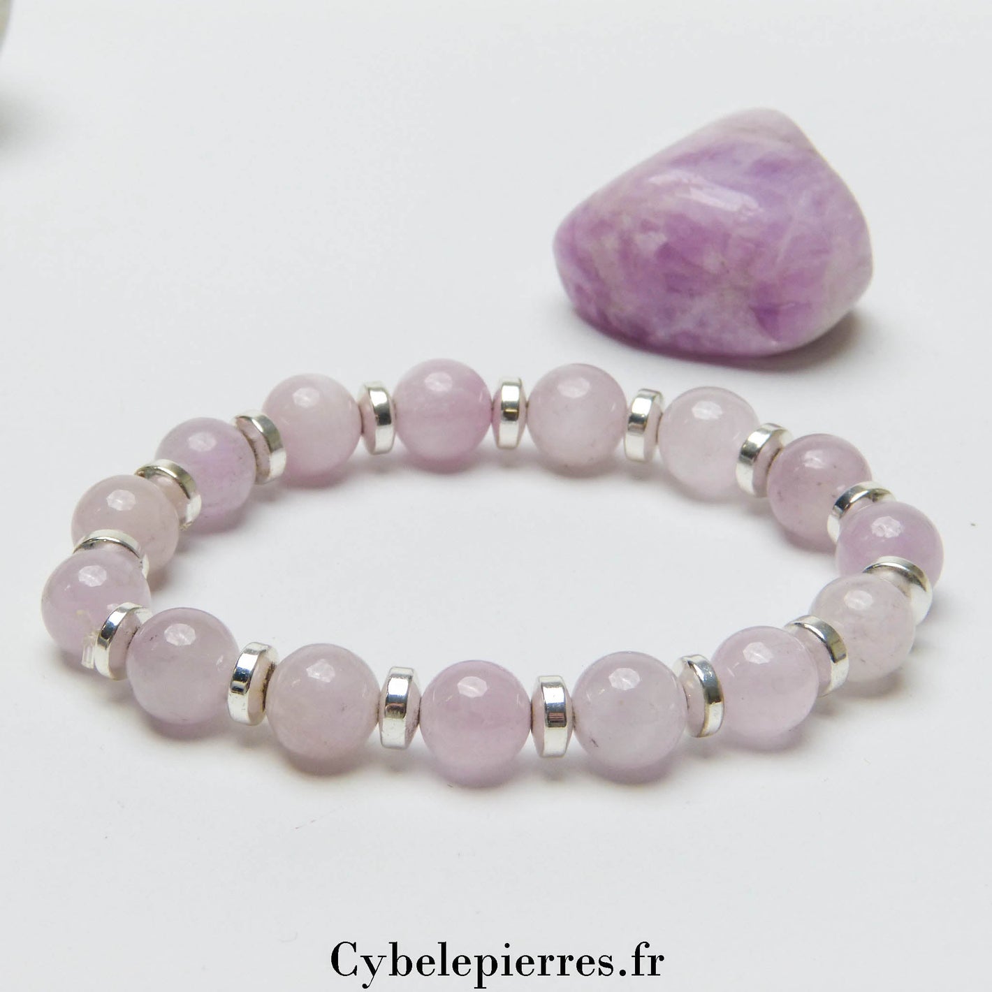 Bracelet Kunzite (8mm) - 17cm | Réconfort et Sérénité - Cybele Pierres