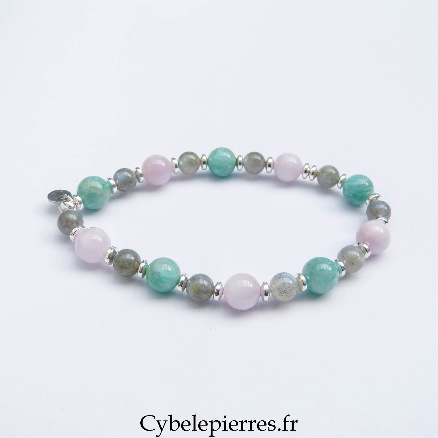 Bracelet Kunzite, Amazonite et Labradorite (6 et 8 mm) – 19 cm | Apaisement & Intuition - Cybele Pierres