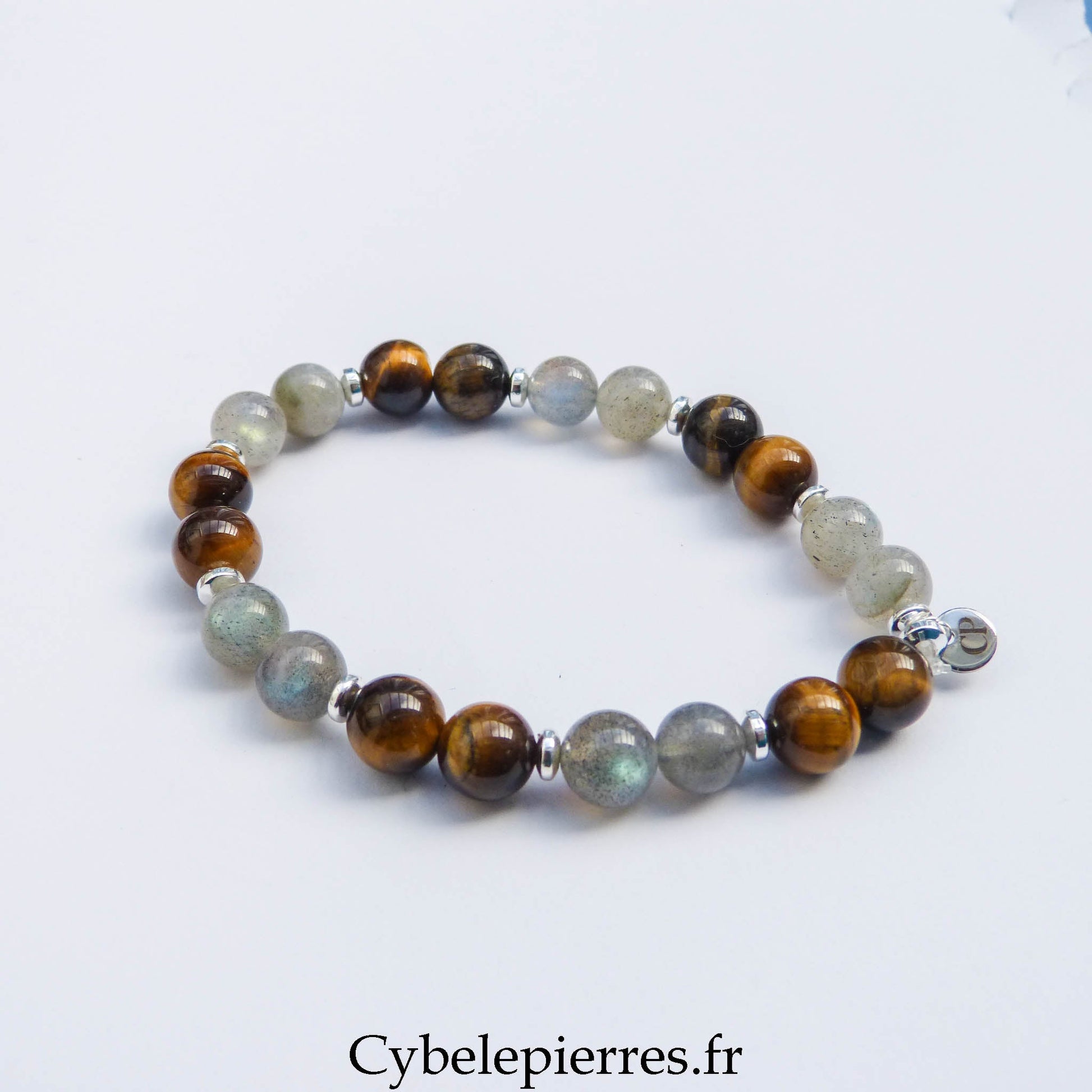 Bracelet Labradorite et Oeil de tigre (8mm) - 18cm - Cybele Pierres