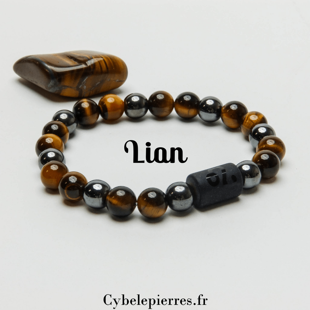 Bracelet Lion - Œil de Tigre (8mm) | Force et Confiance - Cybele Pierres