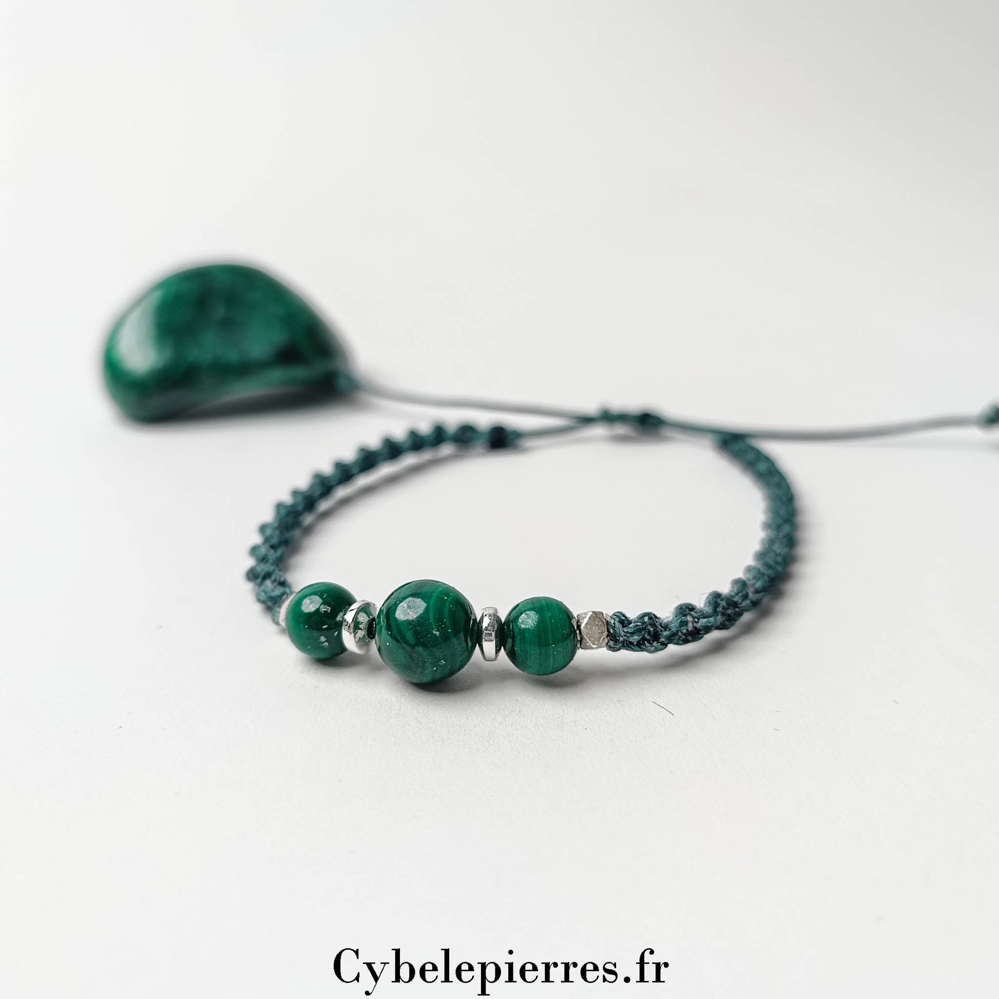 Bracelet Micro - Macramé - Malachite (6 et 8mm) | Harmonie et Protection - Cybele Pierres